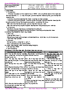 Giáo Án Vật Lý 11 (Nâng Cao) - Giáo Viên: Nguyễn Văn Trong