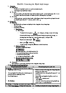 Giáo án Vật lý 11 NC - Bài 28 - Cảm ứng từ. Định luật Ampe