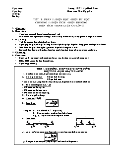 Giáo án Vật lý 11 NC - Tiết 1 - Điện tích - Định luật cu-lông