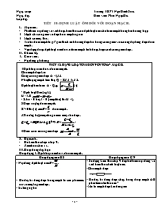 Giáo án Vật lý 11 NC - Tiết 18 - Định luật ôm đối với đoạn mạch