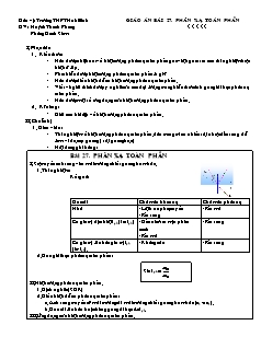 Giáo án Vật lý lớp 11 - Bài 27 - Phản xạ toàn phần