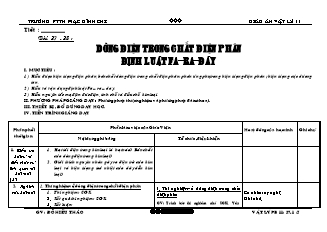 Giáo án Vật lý phân ban 11 - Bài 37 - Dòng điện trong chất điện phân. Định luật Fa–ra–đây