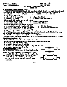 Kiểm tra 1 tiết môn Vật lí 11 - Trường THPT Số II Mộ Đức