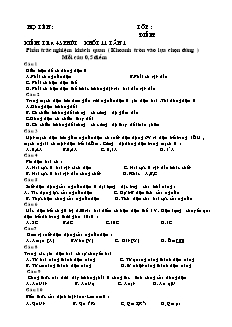 Kiểm tra 45 phút Vật lý khối 11 lần 1 (Đề 2)