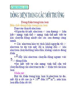 Vật lý 11 - Chương III: Dòng điện trong các môi trường