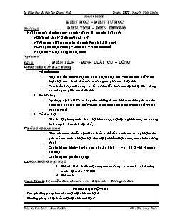 Giáo án Vật Lý 11 – Ban Cơ Bản - Học kì 1 - GV: Tôn Long Thiều - Trường THTT Nguyễn Bỉnh Khiêm