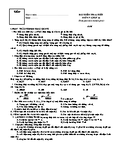 Bài kiểm tra 1 tiết môn Vật lý 11