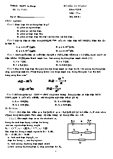 Đề kiểm tra 45 phút Môn: Vật lí 11 (Tiết 21)