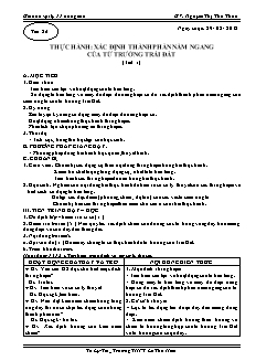 Giáo án môn Vật lý 11 nâng cao - Tiết 56 - Thực hành: xác định thành phần nằm ngang của từ trường trái đất (tiết 1)