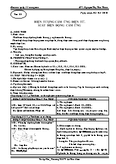 Giáo án môn Vật lý 11 nâng cao - Tiết 58 - Hiện tượng cảm ứng điện từ. Suất điện động cảm ứng