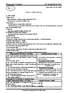 Giáo án môn Vật lý 11 nâng cao - Tiết 74 - Thấu kính mỏng