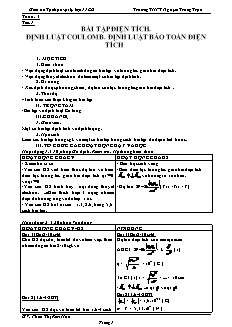 Giáo án Tự chọn vật lý lớp 11CB - Trường THPT Nguyễn Trung Trực