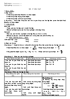 Giáo án Vật lí 11 - Tiết 17 - Bài tập