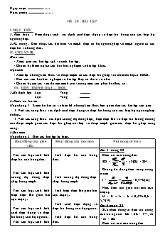 Giáo án Vật lí 11 - Tiết 20 - Bài tập