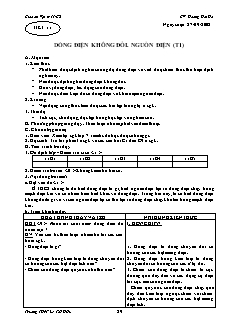 Giáo án Vật lý 11 CB - GV: Hoàng Hải Hà - Tiết 11 - Dòng điện không đổi. Nguồn điện (t1)