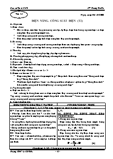 Giáo án Vật lý 11 CB - GV: Hoàng Hải Hà - Tiết 14 - Điện năng. Công suất điện (t2)