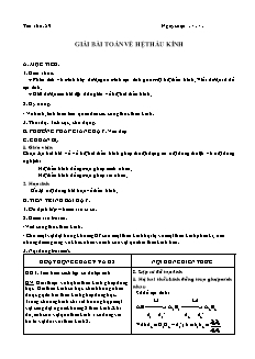 Giáo án Vật lý 11 CB - GV: Hoàng Hải Hà - Tiết 59 - Giải bài toán về hệ thấu kính