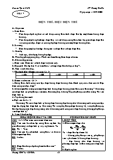 Giáo án Vật lý 11 CB - GV: Hoàng Hải Hà - Tiết 7 - Điện thế. Hiệu điện thế