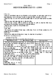 Giáo án Vật lý 11 - Chương I: Điện tích. Điện trường - Giáo viên Phạm Sơn Tuấn