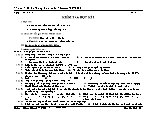 Giáo án Vật lý 11 - Chương trình chuẩn - Tiết 35: Kiểm tra học kì I