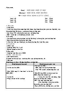 Giáo án Vật lý 11 cơ bản - Tiết 1 và 2