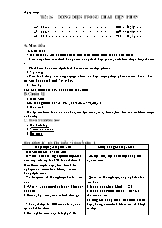 Giáo án Vật lý 11 cơ bản - Tiết 26 - Dòng điện trong chất điện phân