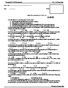 Kiểm tra hết học kì II (Vật lí 11) - Gv: Vũ Trung Kiên - Trường THPT B Thanh Liêm