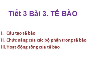 Bài giảng Sinh học Lớp 8 - Bài 3: Tế bào - Năm học 2020-2021