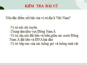 Bài giảng Địa lí Khối 8 - Bài 31: Đặc điểm khí hậu Việt Nam