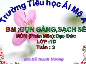 Bài giảng Đạo đức Lớp 1 - Tuần 3: Gọn gàng, sạch sẽ - Năm học 2013-2014 - Đỗ Thanh Hương