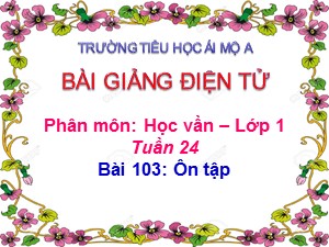 Bài giảng Học vần Lớp 1 - Bài 103: Ôn tập - Năm học 2017-2018 - Trường Tiểu học Ái Mộ A