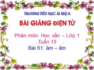 Bài giảng Học vần Lớp 1 - Bài 61: ăm-âm - Năm học 2017-2018 - Trường Tiểu học Ái Mộ A