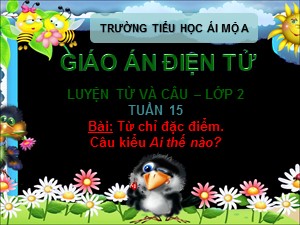 Bài giảng Luyện từ và câu Lớp 2 - Tuần 15: Từ chỉ đặc điểm. Câu kiểu Ai thế nào? - Trường Tiểu học Ái Mộ A