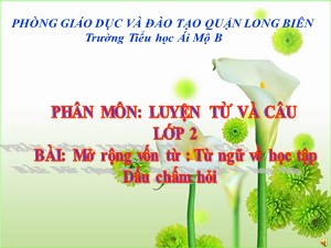 Bài giảng Luyện từ và câu Lớp 2 - Tuần 2: Mở rộng vốn từ Từ ngữ về học tập. Dấu chấm hỏi - Trường Tiểu học Ái Mộ B