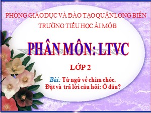 Bài giảng Luyện từ và câu Lớp 2 - Tuần 21: Từ ngữ về chim chóc. Đặt và trả lời câu hỏi Ở đâu? - Năm học 2020-2021 - Trường Tiểu học Ái Mộ B