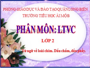 Bài giảng Luyện từ và câu Lớp 2 - Tuần 22: Từ ngữ về loài chim. Dấu chấm, dấu phẩy - Năm học 2020-2021 - Trường Tiểu học Ái Mộ B
