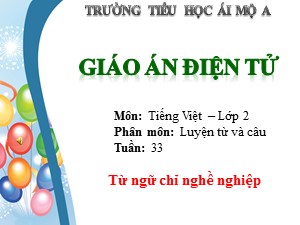 Bài giảng Luyện từ và câu Lớp 2 - Tuần 33: Từ ngữ chỉ nghề nghiệp - Trường Tiểu học Ái Mộ A