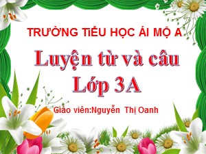 Bài giảng Luyện từ và câu Lớp 3 - Tuần 15: Mở rộng vốn từ Dân tộc. Luyện tập đặt câu có hình ảnh so sánh - Năm học 2018-2019 - Nguyễn Thị Oanh