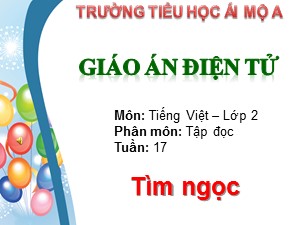Bài giảng Tập đọc Khối 2 - Tuần 17: Tìm ngọc - Trường Tiểu học Ái Mộ A