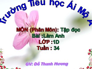Bài giảng Tập đọc Lớp 1 - Tuần 34: Làm anh - Đỗ Thanh Hương