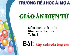Bài giảng Tập đọc Lớp 2 - Tuần 11: Cây xoài của ông em - Năm học 2018-2019 - Trường Tiểu học Ái Mộ A