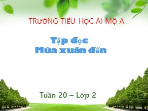 Bài giảng Tập đọc Lớp 2 - Tuần 20: Mùa xuân đến - Năm học 2018-2019 - Trường Tiểu học Ái Mộ A
