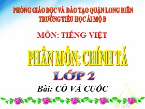 Bài giảng Tập đọc Lớp 2 - Tuần 22: Cò và Cuốc - Năm học 2020-2021 - Trường Tiểu học Ái Mộ B
