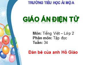 Bài giảng Tập đọc Lớp 2 - Tuần 34: Đàn bê của anh Hồ Giáo - Trường Tiểu học Ái Mộ A