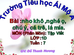 Bài giảng Tập viết Lớp 1 - Tuần 7: nho khô ,nghé ọ, chú ý, cá trê, lá mía - Đỗ Thanh Hương