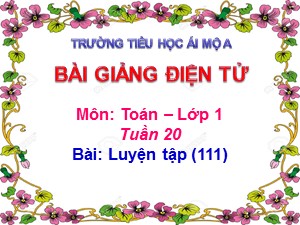 Bài giảng Toán Lớp 1 - Tuần 20: Luyện tập trang 111 - Năm học 2018-2019 - Trường Tiểu học Ái Mộ A