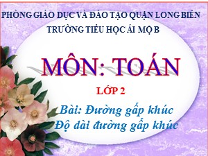 Bài giảng Toán Lớp 2 - Tuần 21: Đường gấp khúc. Độ dài đường gấp khúc - Năm học 2020-2021 - Trường Tiểu học Ái Mộ B