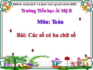 Bài giảng Toán Lớp 2 - Tuần 29: Các số có ba chữ số - Năm học 2020-2021 - Trường Tiểu học Ái Mộ B