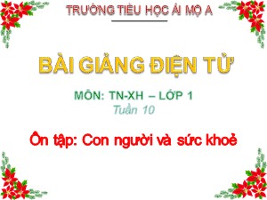 Bài giảng Tự nhiên xã hội Lớp 1 - Bài 10: Ôn tập Con người và sức khỏe - Năm học 2017-2018 - Trường Tiểu học Ái Mộ A