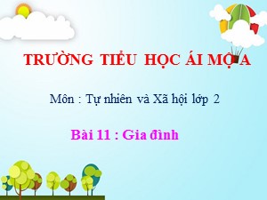 Bài giảng Tự nhiên xã hội Lớp 2 - Bài 11: Gia đình - Năm học 2020-2021 - Trường Tiểu học Ái Mộ A